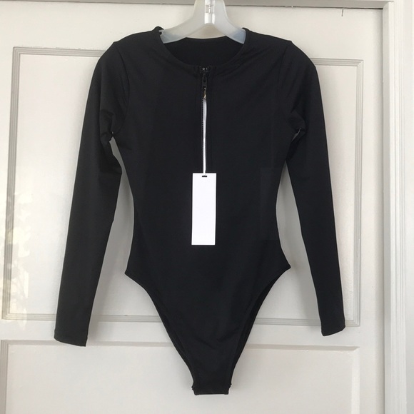 long sleeve zip front swimsuit